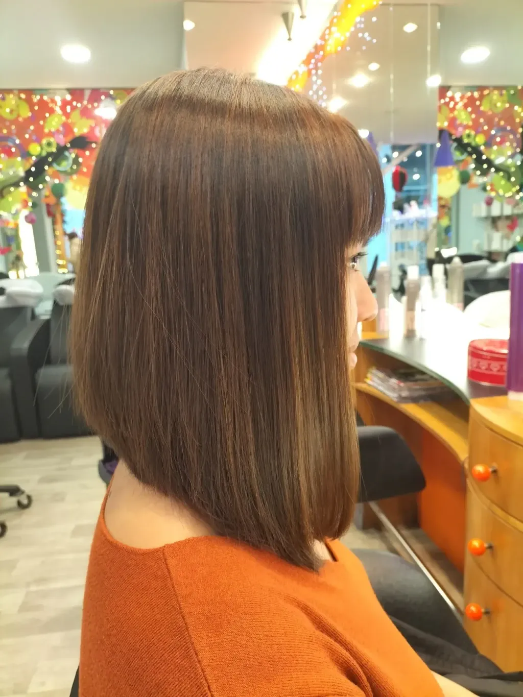 Ombré marron doré sur cheveux foncés, Salon de Muriel Bordeaux